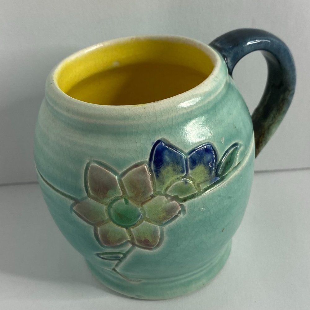 Art Pottery Bretby Mini Jug Green Floral Vintage
